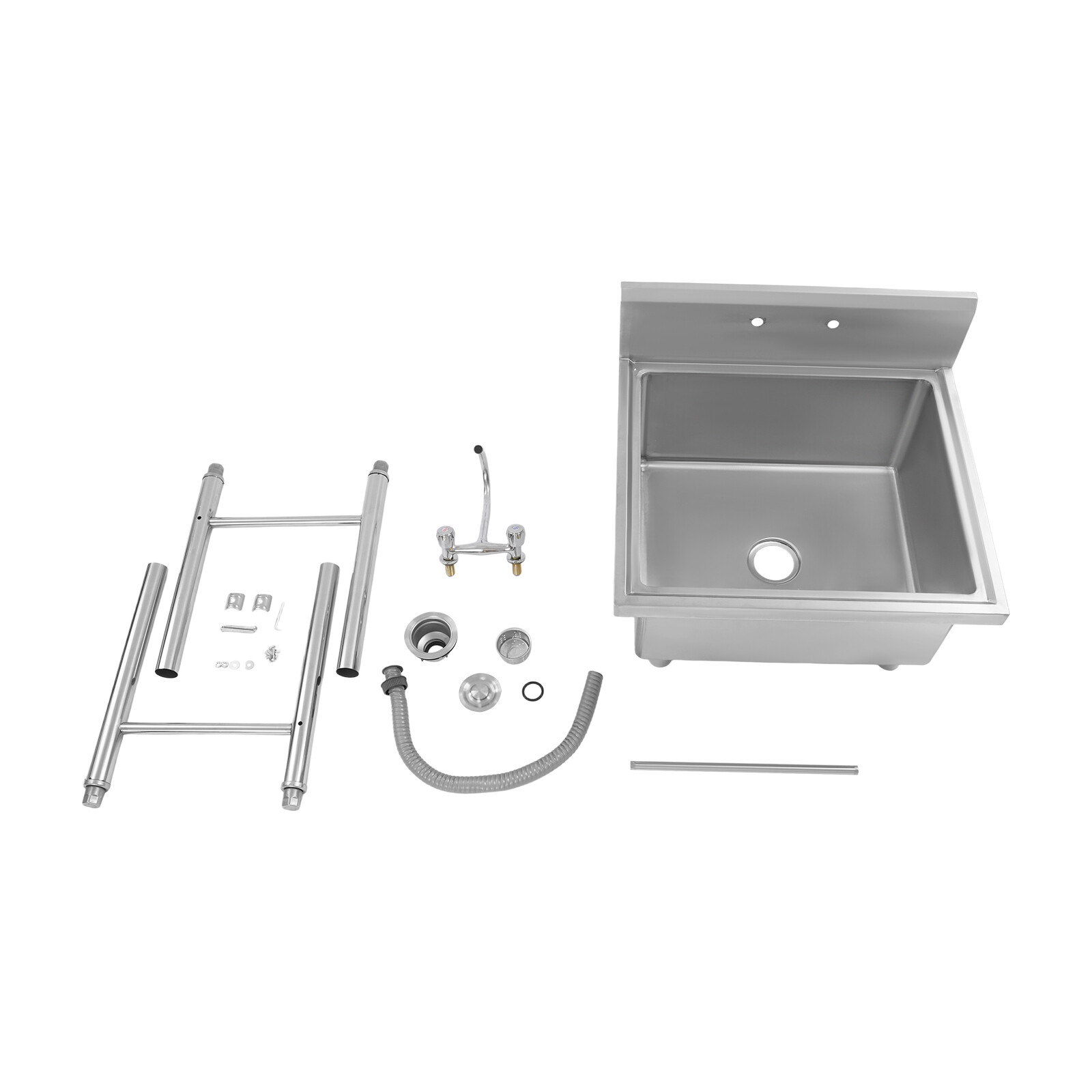 24×24 Inch 304 Stainless Steel Commercial Freestanding Sink 12 Inch Deep Single