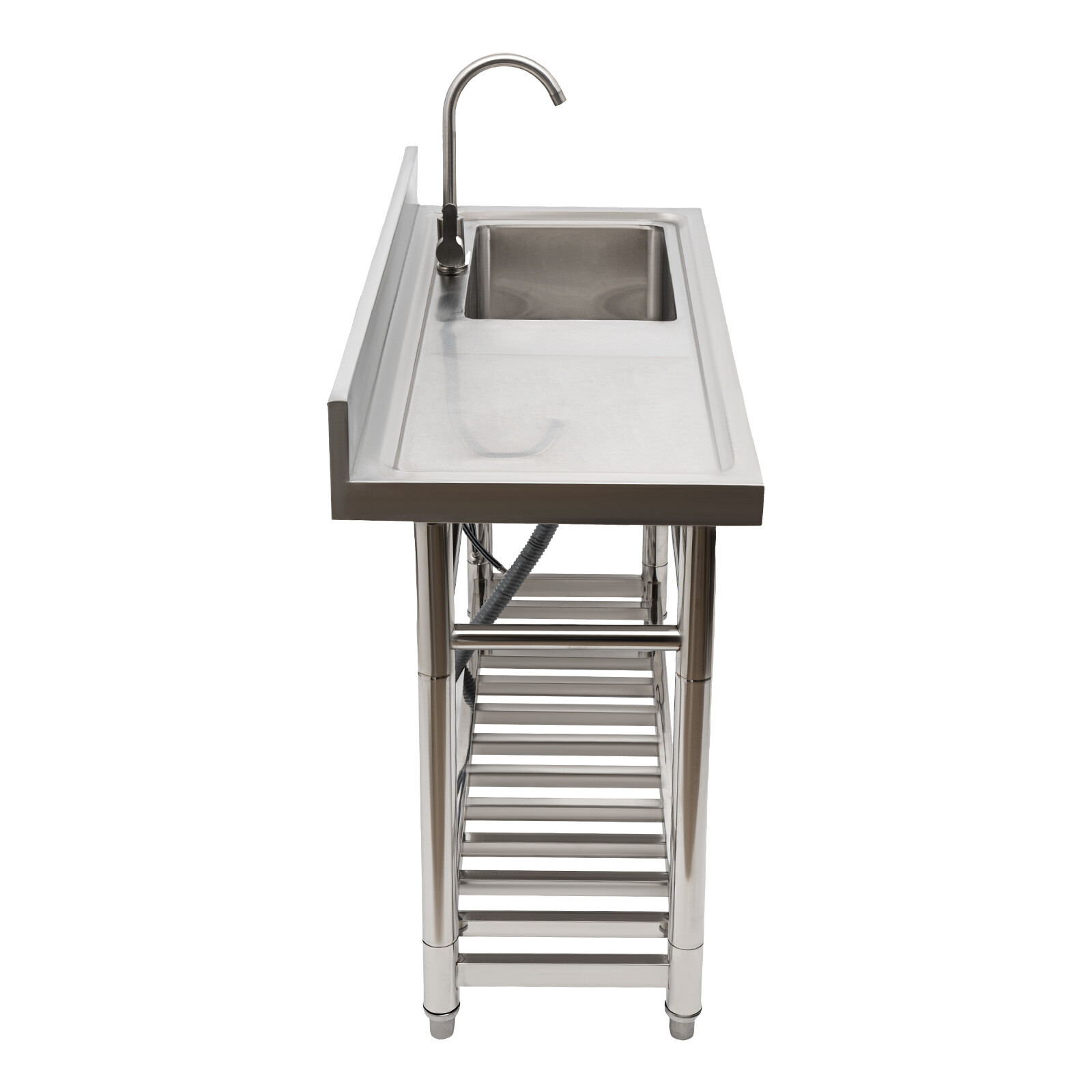 47″ Commercial Kitchen Sink Prep Table w/ Faucet Stainless Steel 1 Compartment