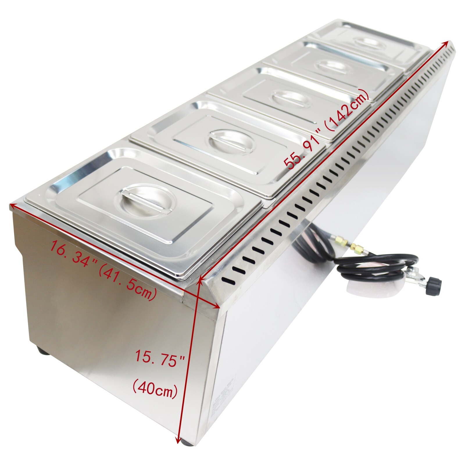 5-Deep Pan Propane Gas Steam Table Food Warmer/LPG Warm Soup Tank Size5*1/2