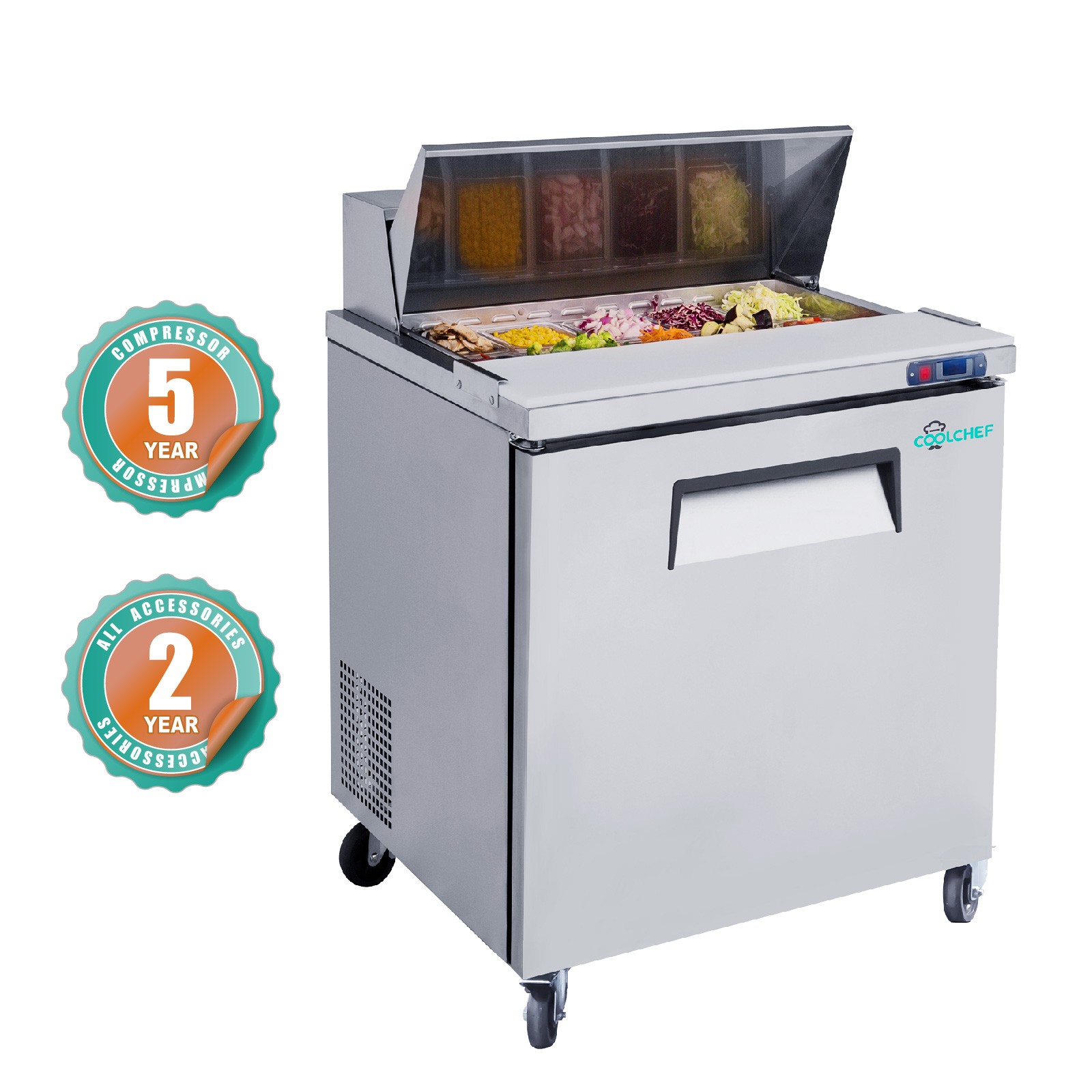 Commercial 28» Refrigerated Salad Sandwich Prep Table Single Door 7.4 cu.ft.