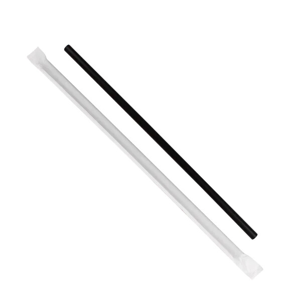 Karat 10.25» Giant Straws (8mm) Paper Wrapped – Black – 1,200 ct, C9125 (Black)