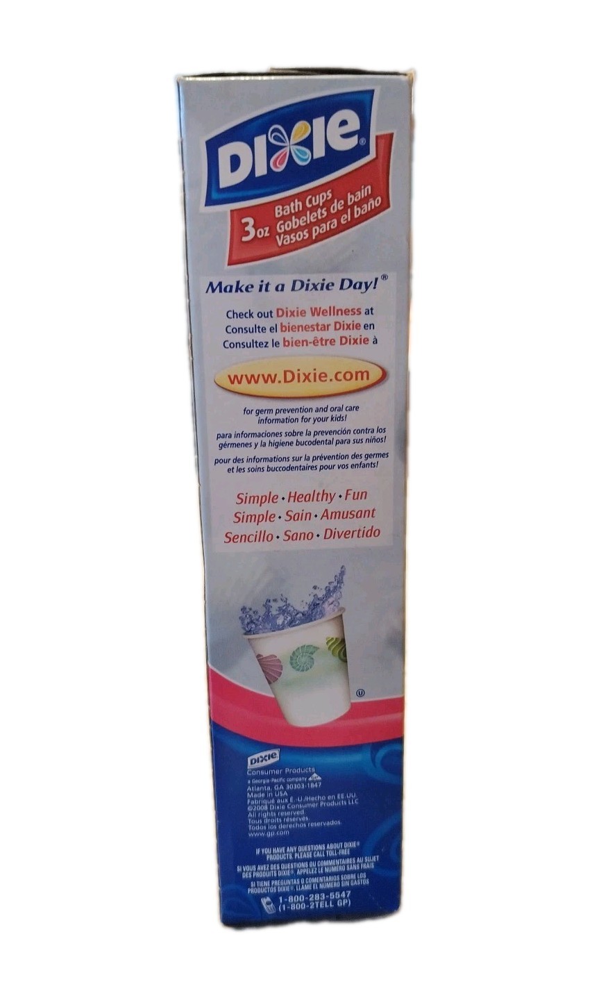 2008 Dixie 3 oz Bath Cups 200 Count Disposable Paper Sea Shells New Open Box