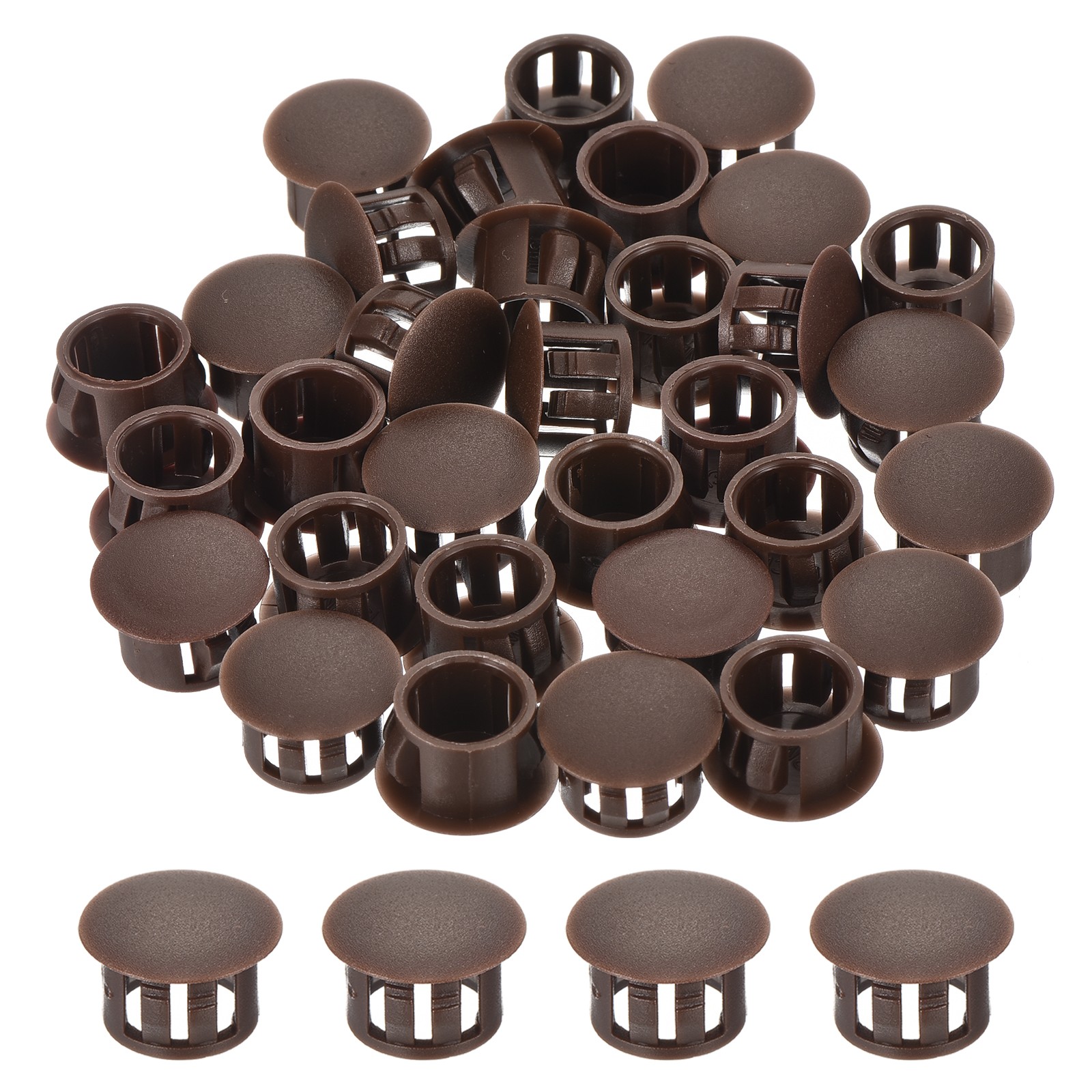 32Pcs 13mm Brown Nylon Plastic Round Locking Hole Plugs Insert End Cap