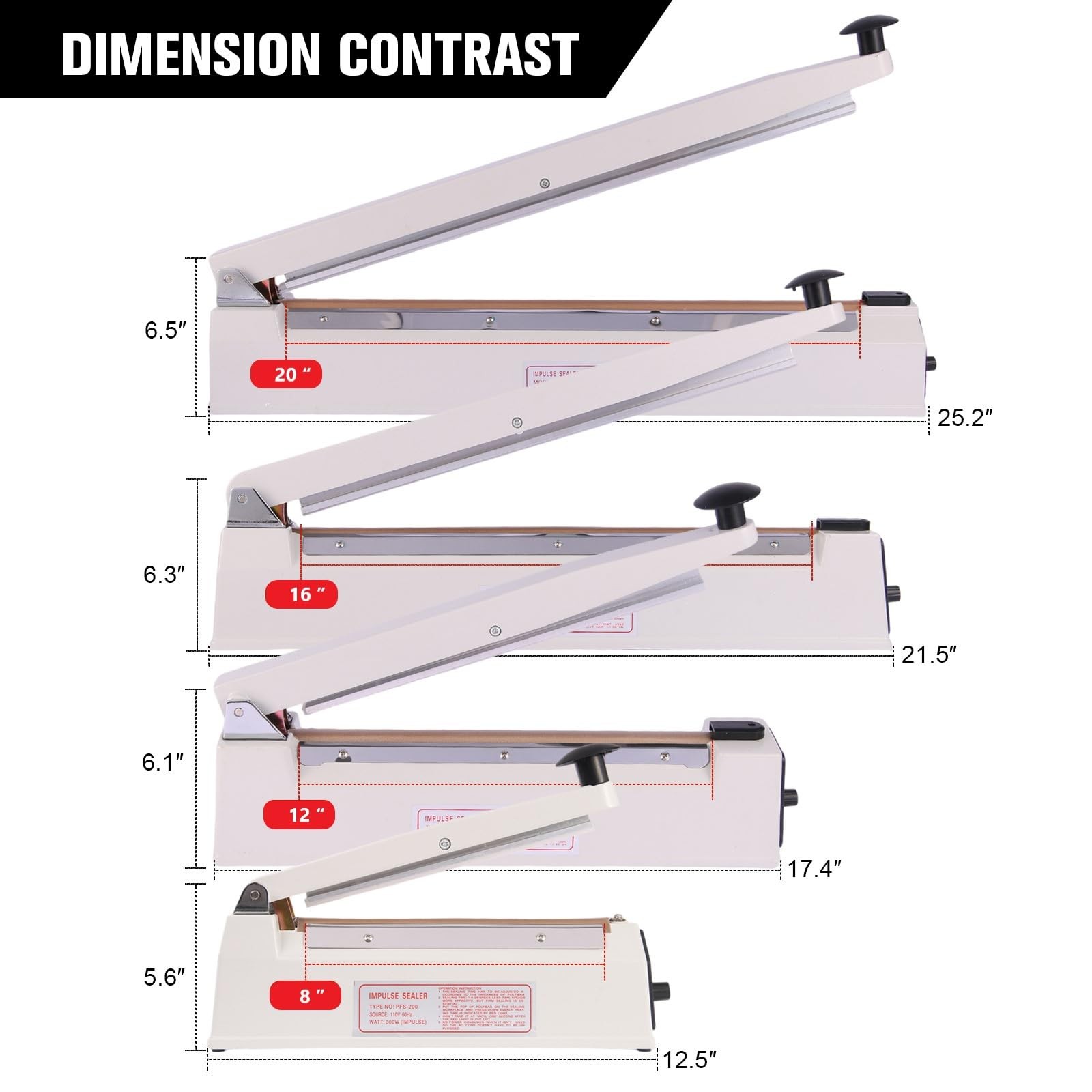 Syamzzms 8 Inch Commercial Impulse Bag Heat Sealer Machine Pfs-200