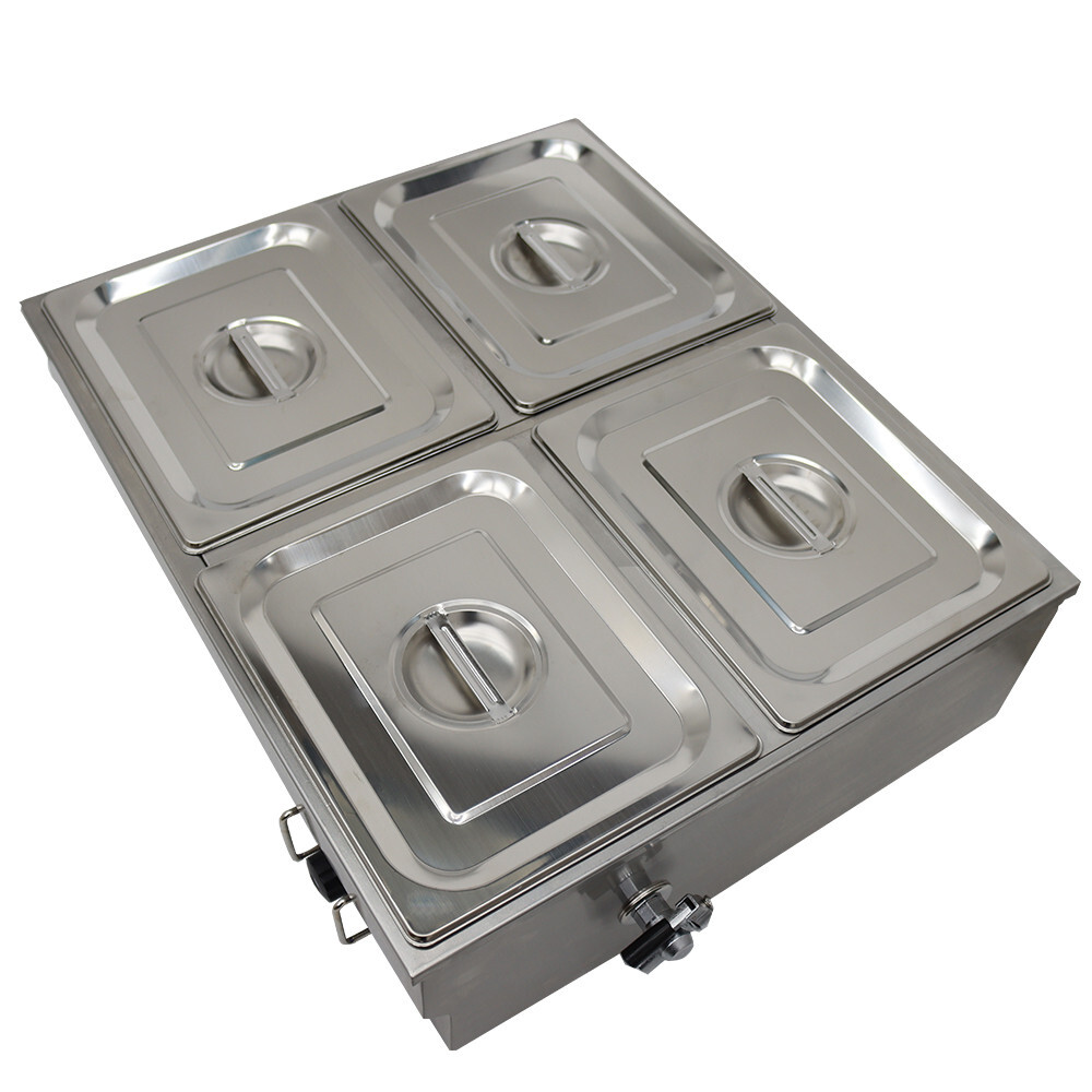Commercial Stainless steel Squarish 4-Pan 1/2 Size Buffet Food Warmer 110V 1.5KW
