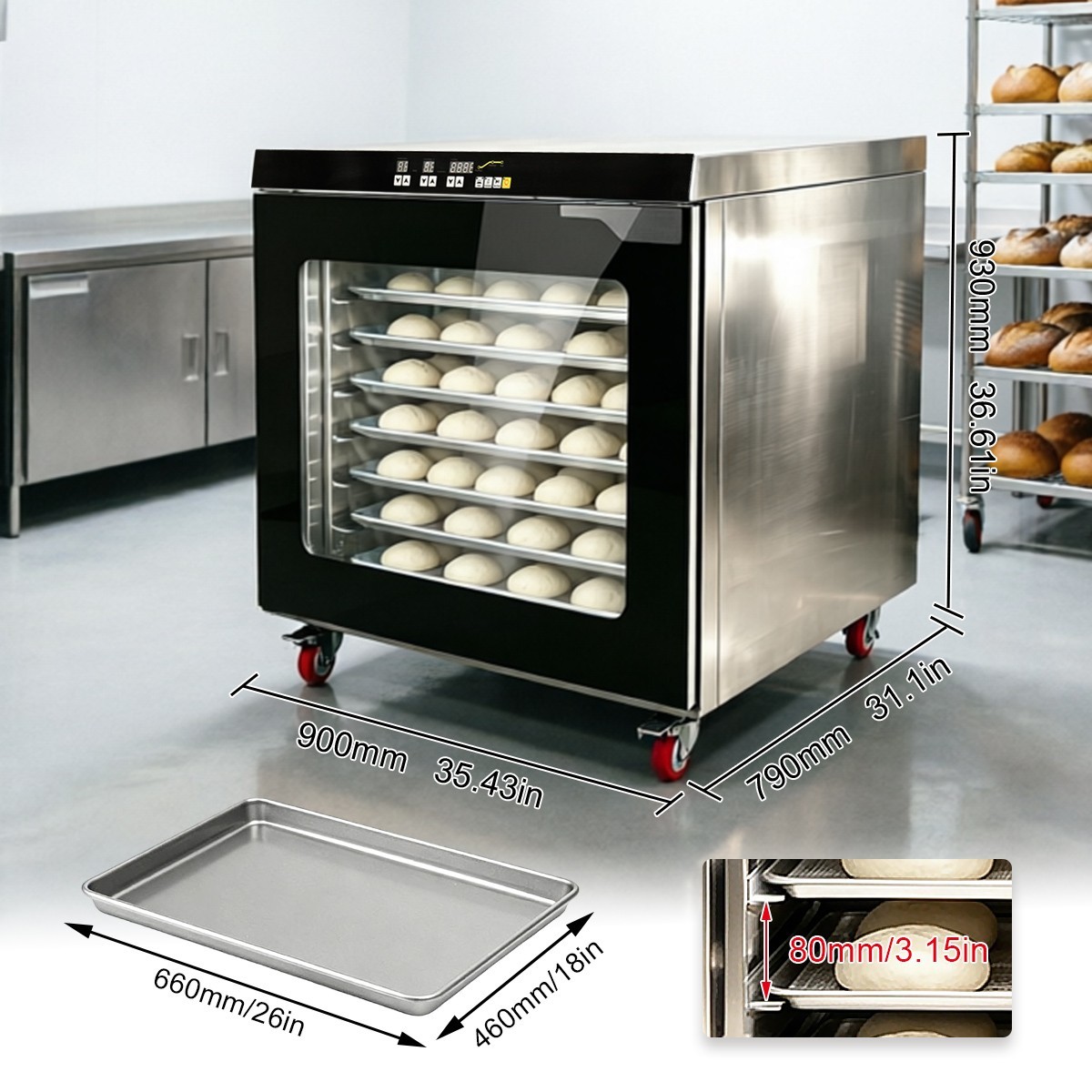 Kolice Commercial 8 Trays Dough Baking Proofer Machine, Proofing Cabinets