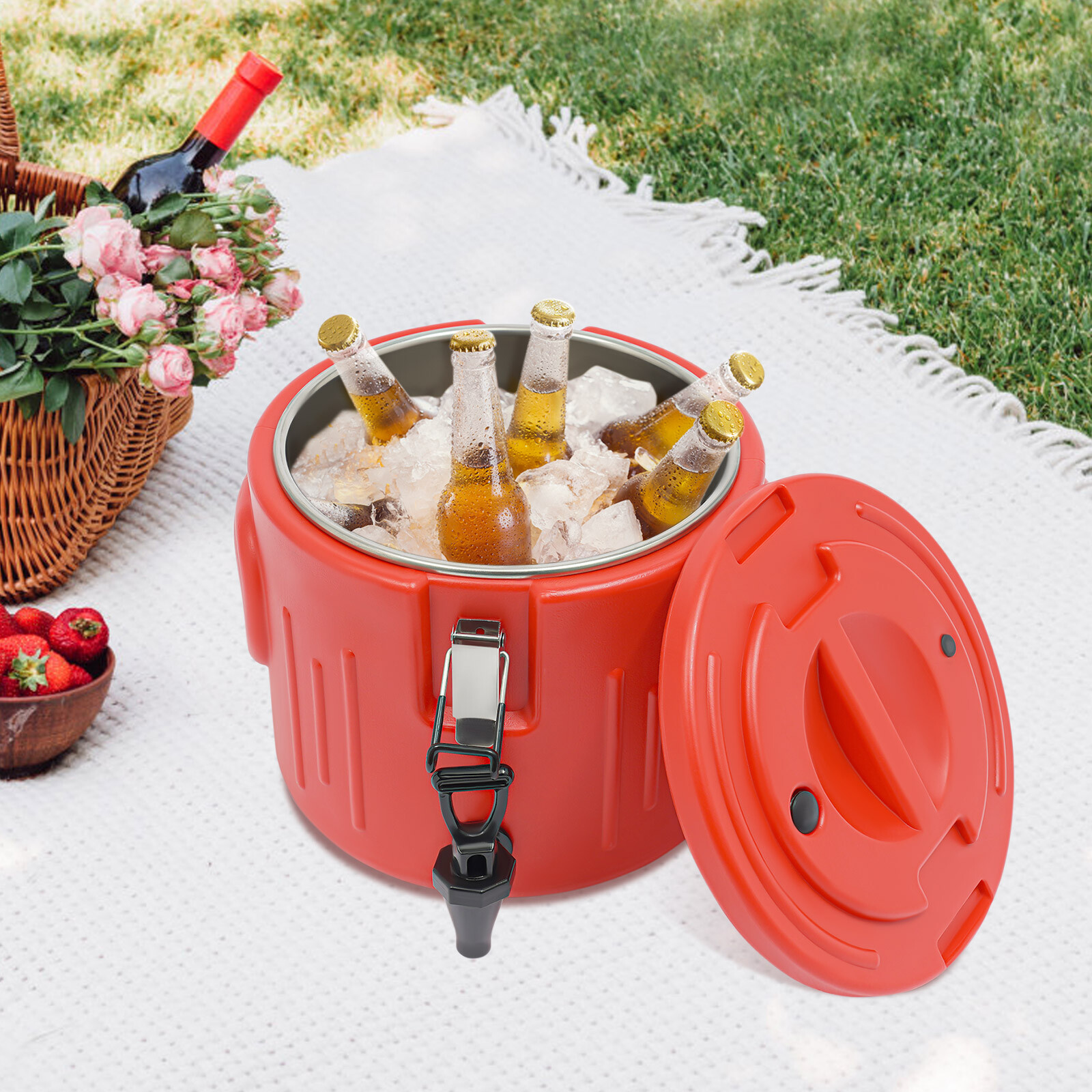 Red Insulated Beverage Containers Insulated Beverage Cooler Insulated Bucket 10L