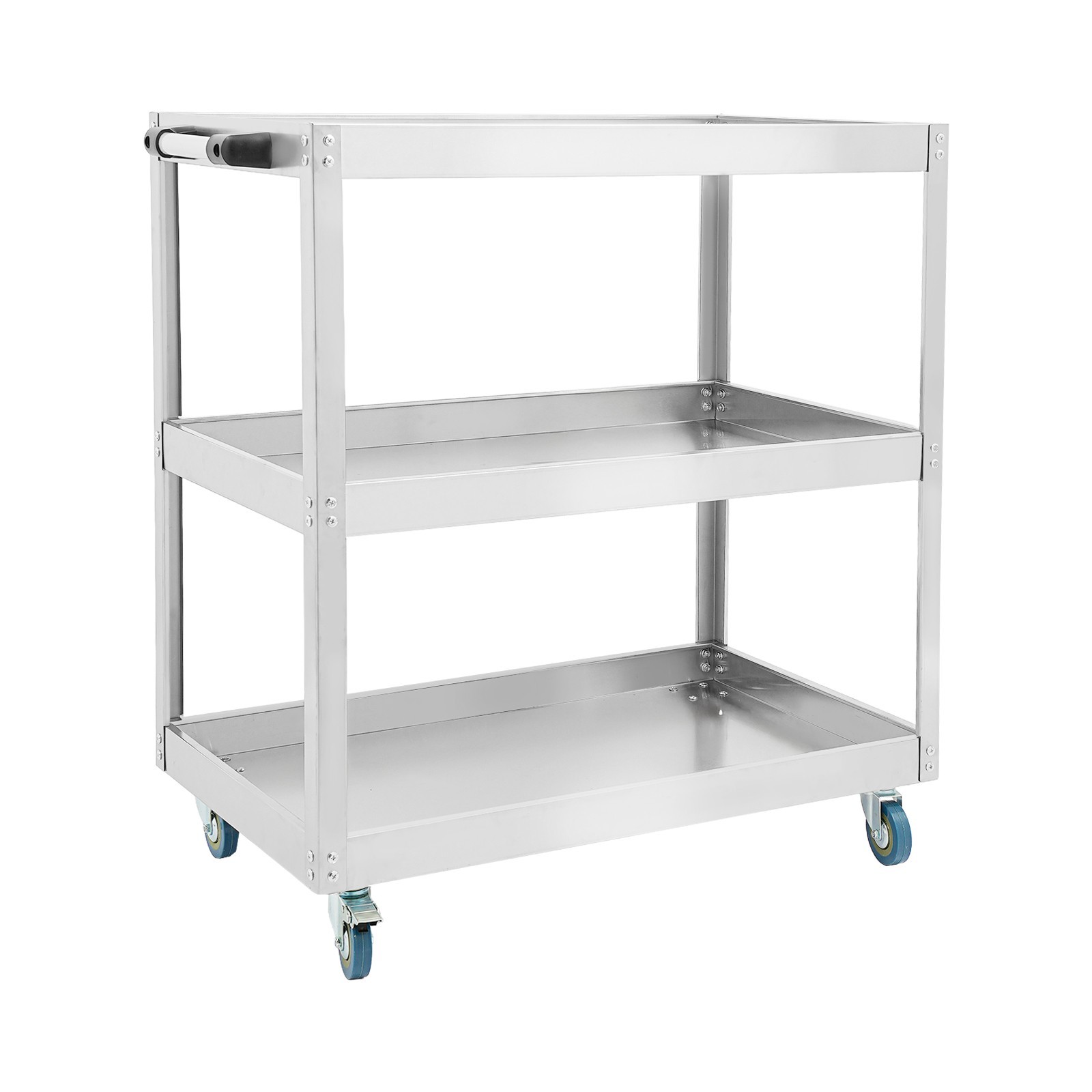 Stainless Steel Workshop Cart 3 Levels Multifunctional Cart W/ Wheels for Garage