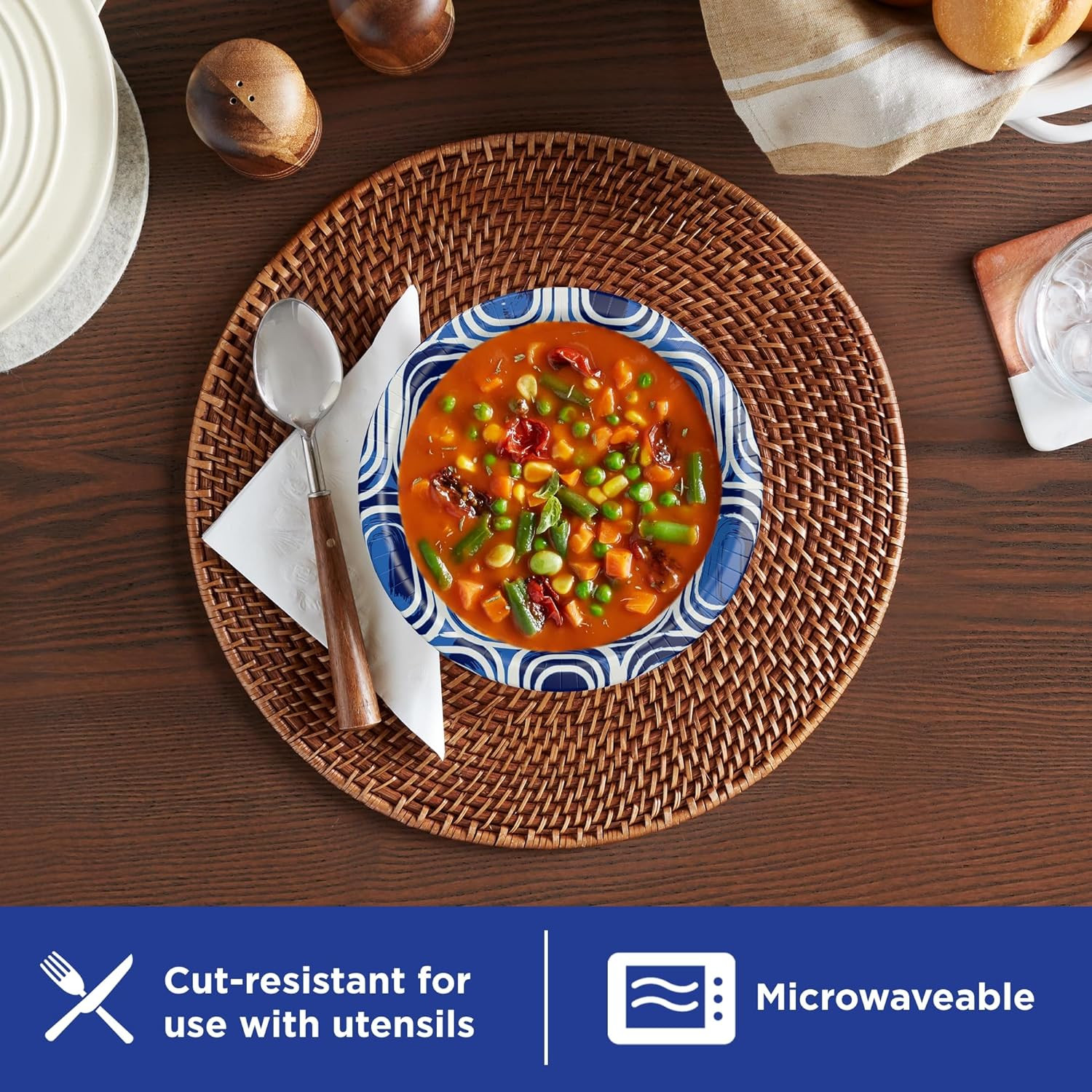 , Large Paper Bowls, 20 Oz, 56 Count, Microwave Safe, Compostable, Disposable Bo