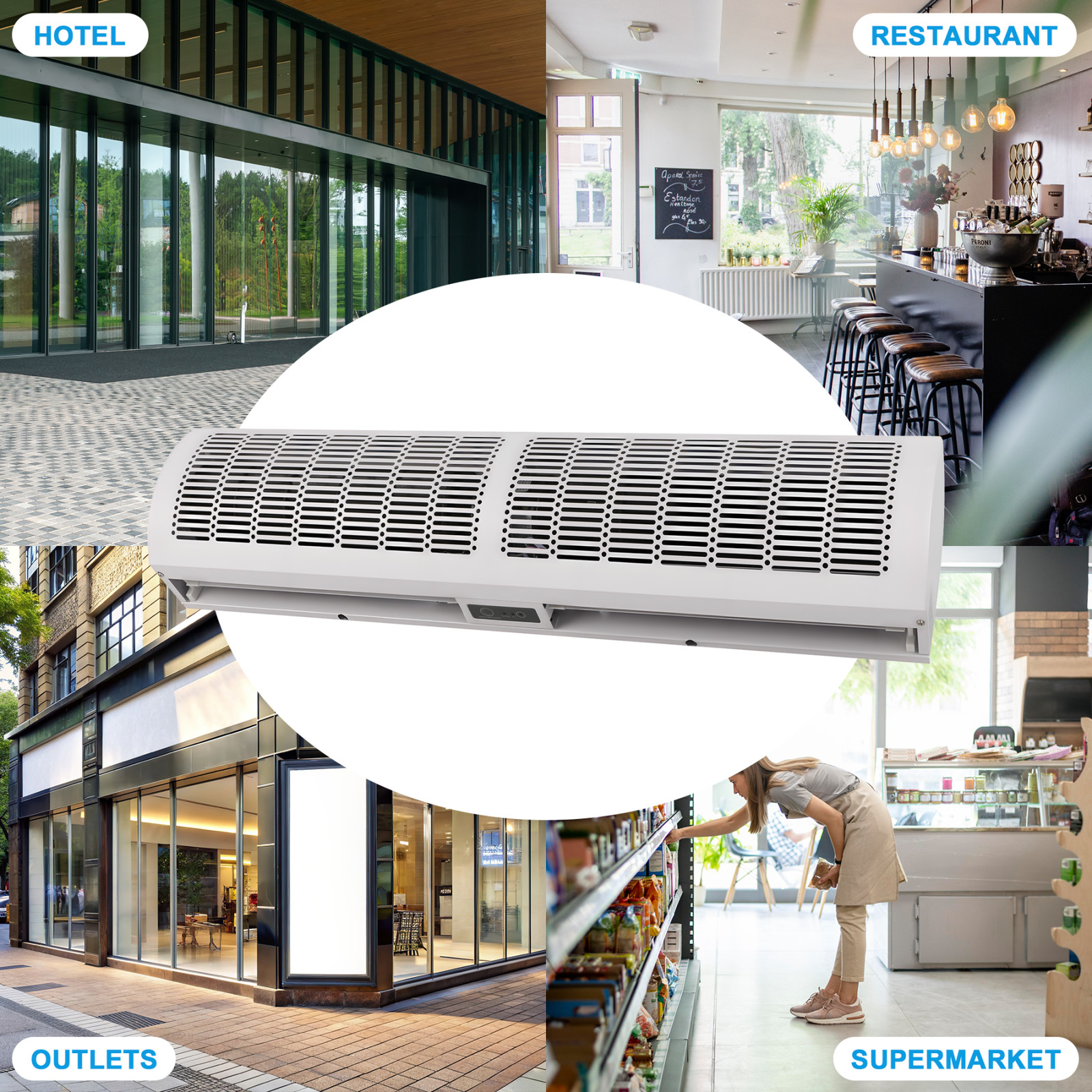 36″ Commercial Air Curtain 110V UL Certified Silent Magnetic Door Switch Remote