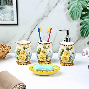 Ceramic Coffee Pot, 3D Hand- Painted 37oz Sunflower and Bee Teapot, Home