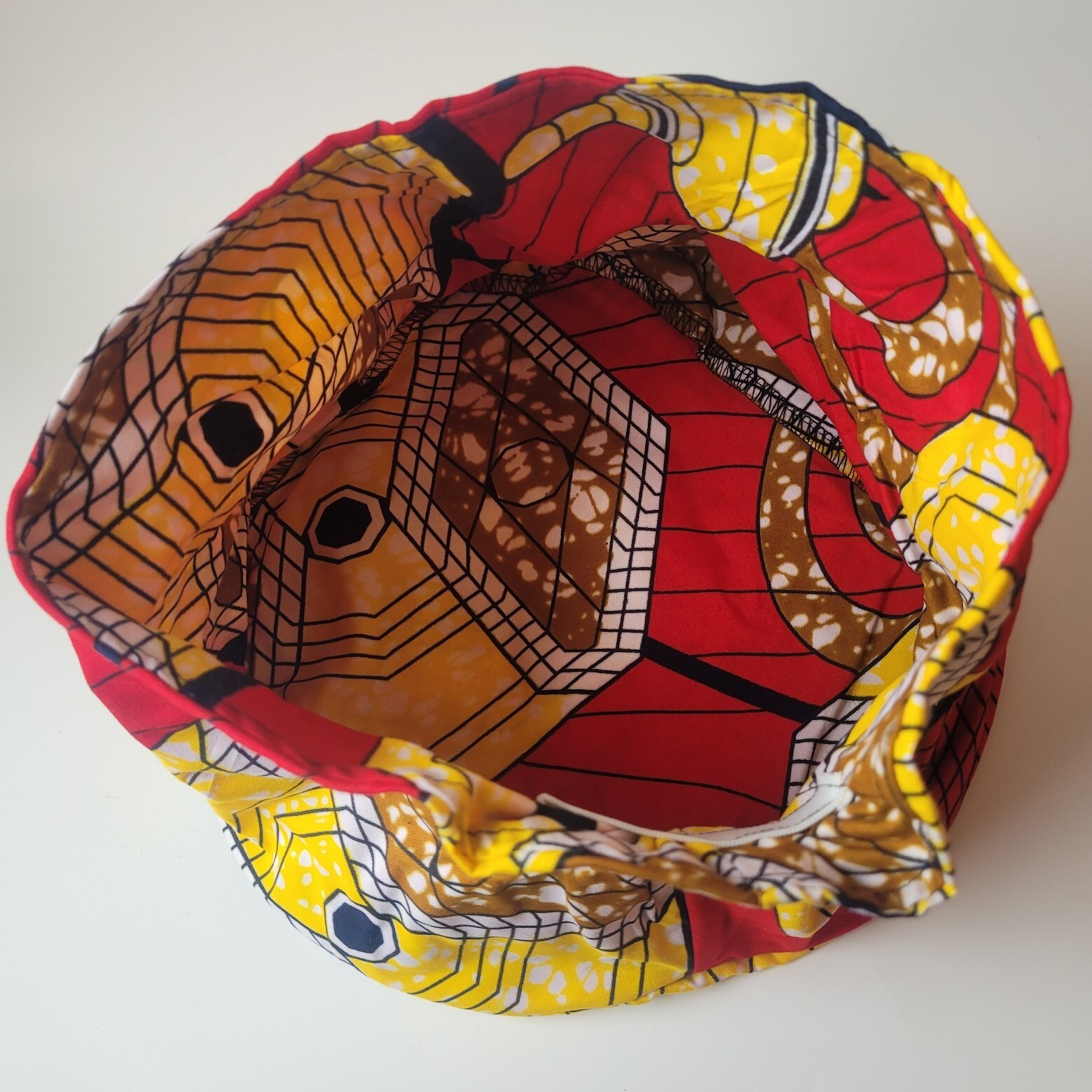 Chef Hat Adjustable Geometric Yellow Red Black Adult Kitchen Cooking Cap Elastic