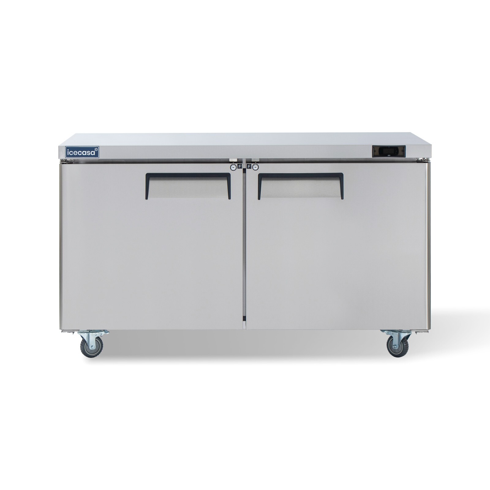 2 Door Undercounter Freezer, ICECASA 60″ Commercial Lowboy Worktop Freezer