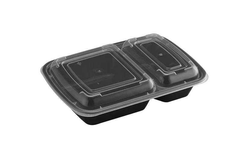 32oz Rectangular Microwaveable Container with Lid 2-compartment, 150 Sets (50/6)
