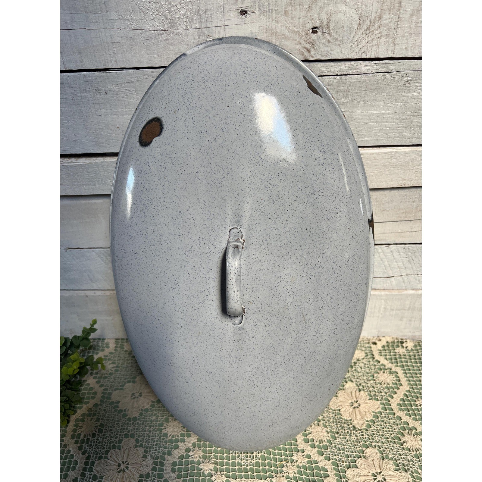 Blue Enamel SAVORY Roasting Pan Farmhouse Rustic Turkey Roaster Thanksgiving