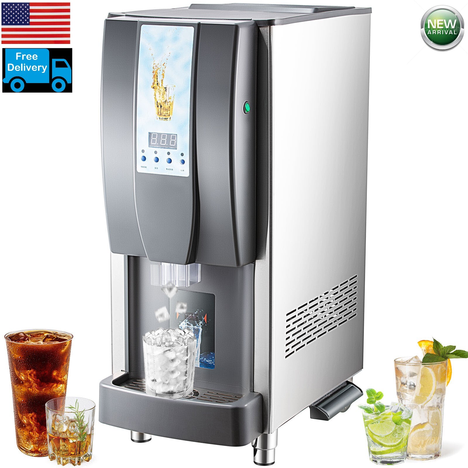 TECSPACE Commercial 110V 550W 175LBS/24H Intelligent Sensing Ice Machine