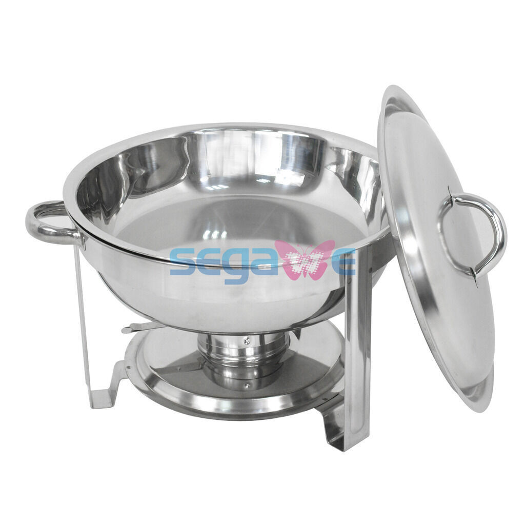 Round Chafing Dish Buffet Warmer Set With Lid, Silver Accented Chafer Pack of 3