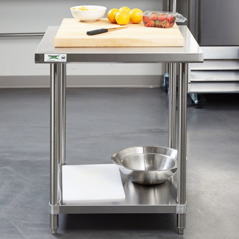 30″W x 120″L Stainless Steel Prep and Work Restaurant Table with Undershelf