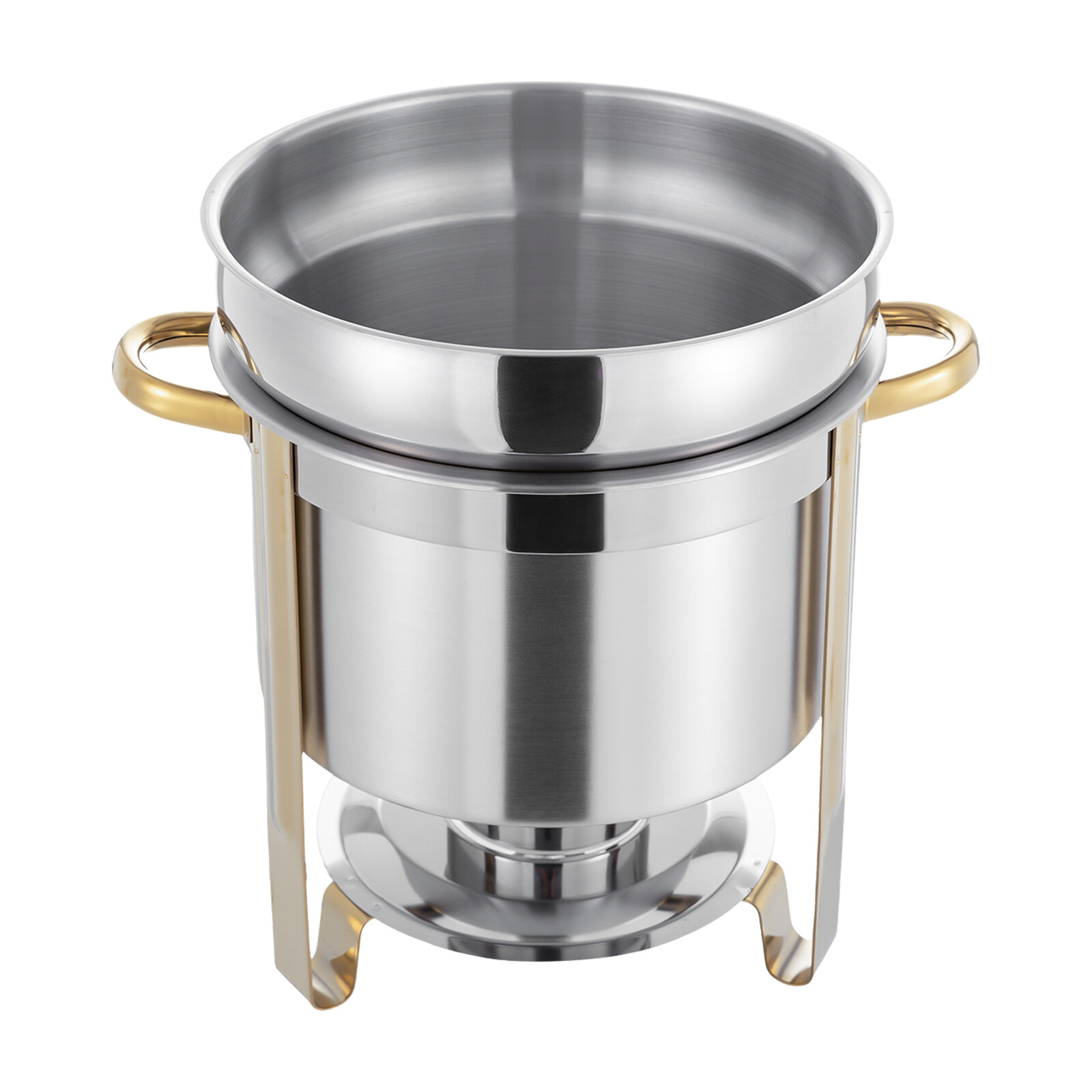 11.62Qt Round Stainless Steel Soup Warmer Soup Chafer with Pot Lid & Fuel Holder