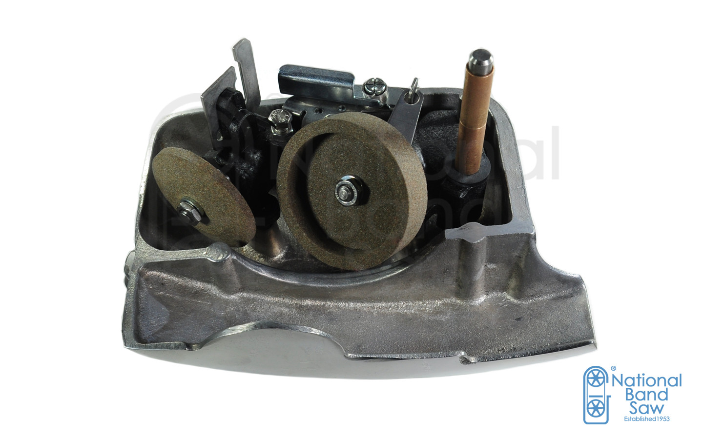 BERKEL SLICER SHARPENER ASSEMBLY AND COVER, POLISHED ALUMINUM FOR MODELS 909E,