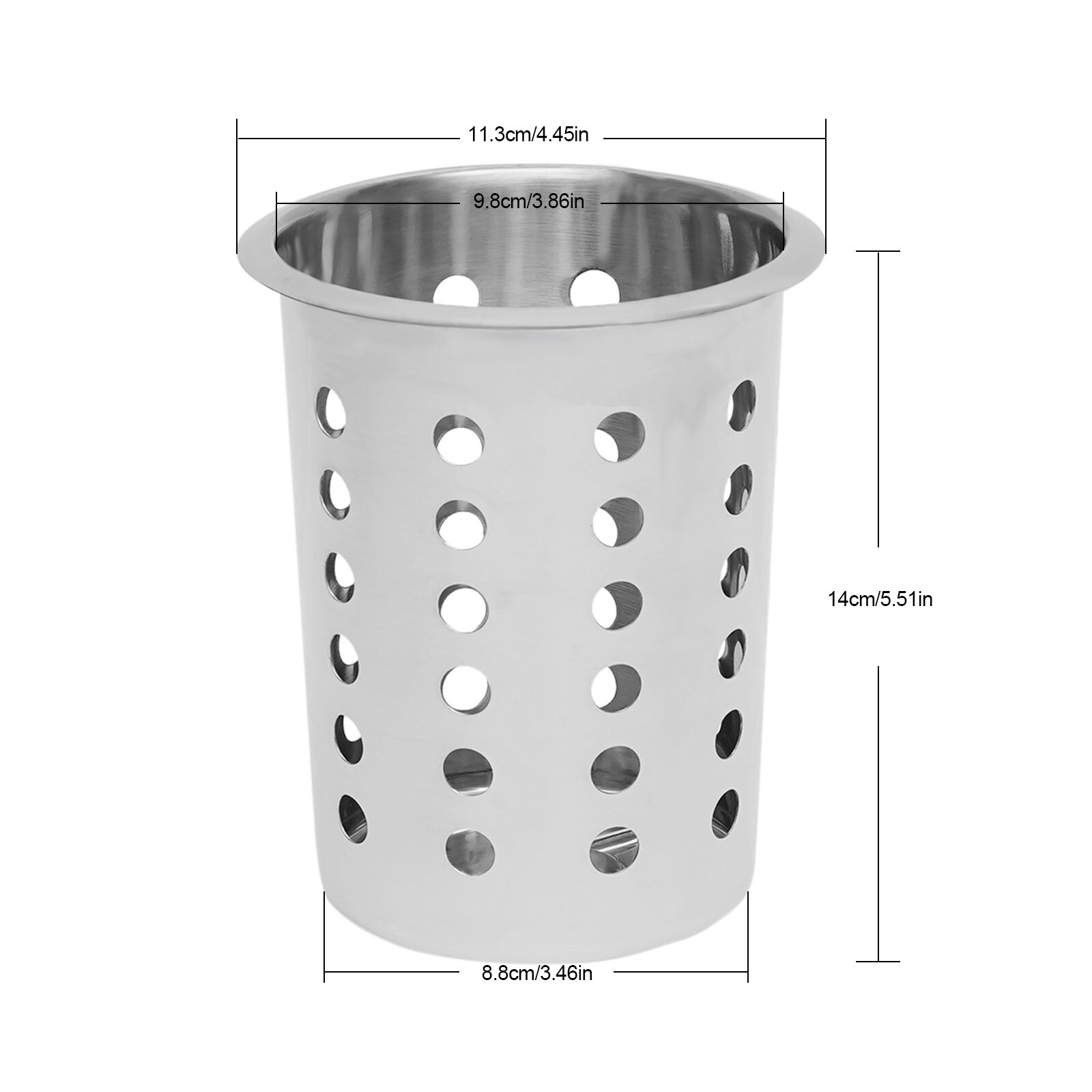 8 Hole Commercial Stainless Steel Flatware Holder Silverware Organizer Storage
