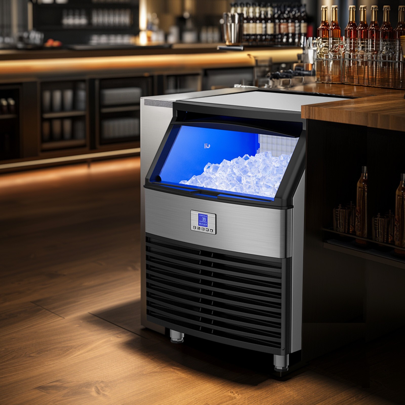 320lbs/24H Commercial Ice Maker Machine,Self-Cleaning Countertop Ice Maker