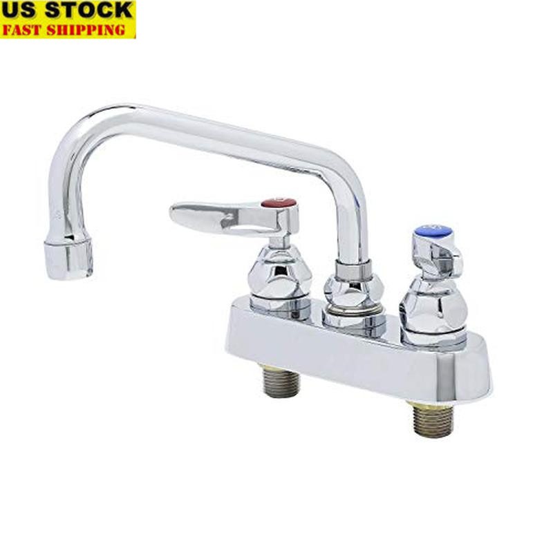 Deck Mount Workboard Faucet 6 In Swing Nozzle Lever Handles Chrome Plated Brass