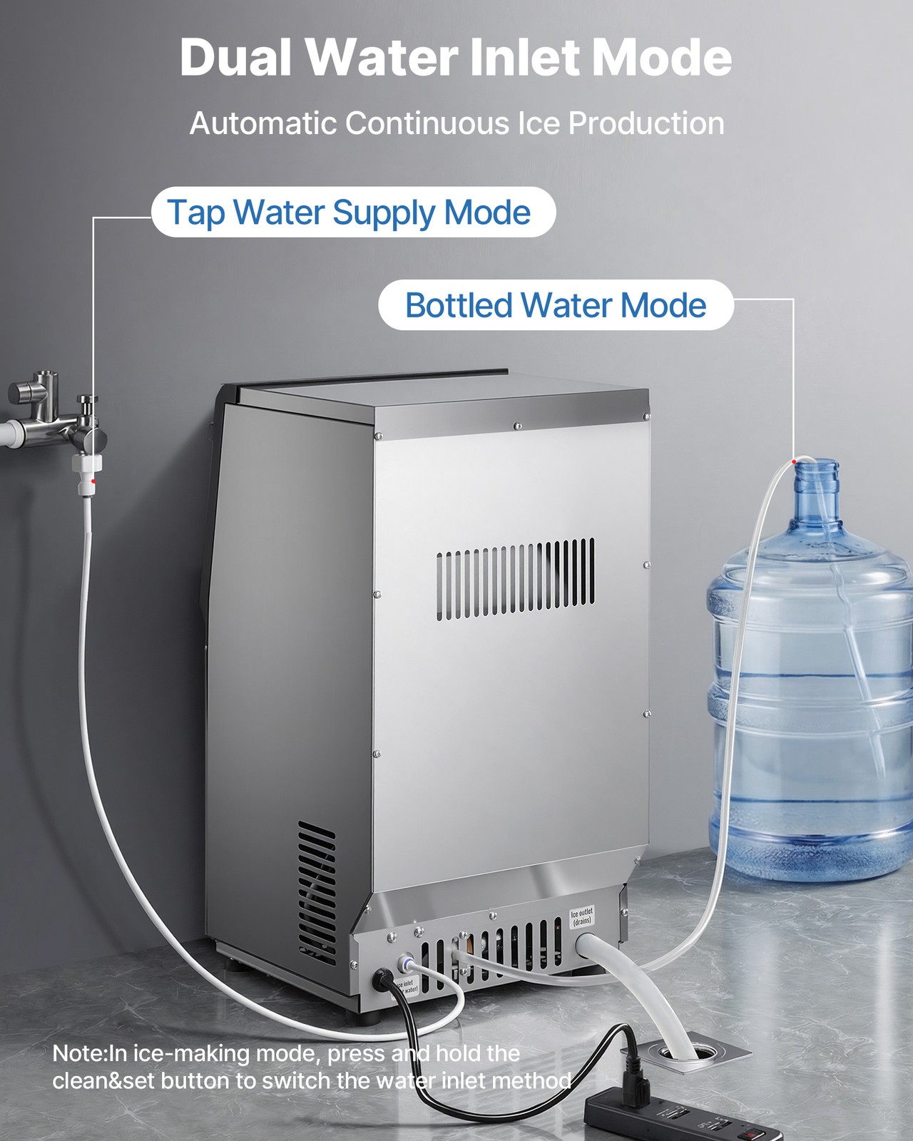 VEVOR Commercial Ice Maker 90 lbs/24h Ice Machine 13 lbs Storage Bar Restaurant