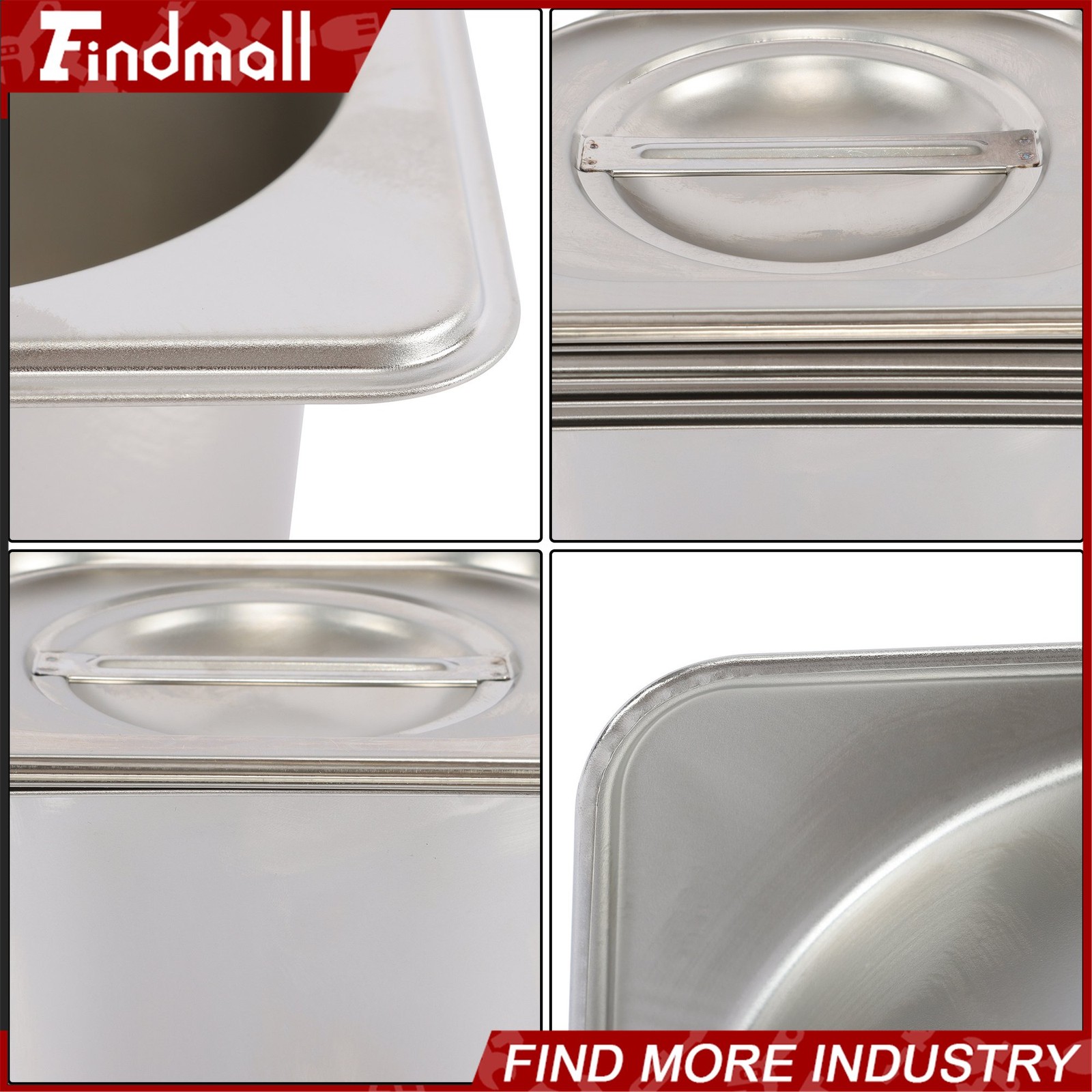 Findmall 4 Pack 6″ Deep Steam Table Pan Hotel Pans Food Prep Stainless Steel