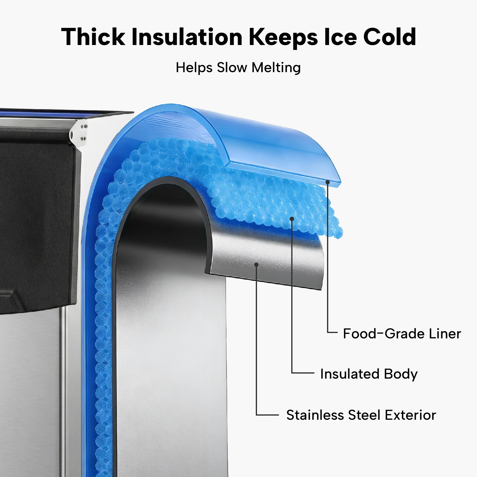 ICECASA Commercial Ice Maker Machine, 540 lbs Ice Makers with 200lbs Storage