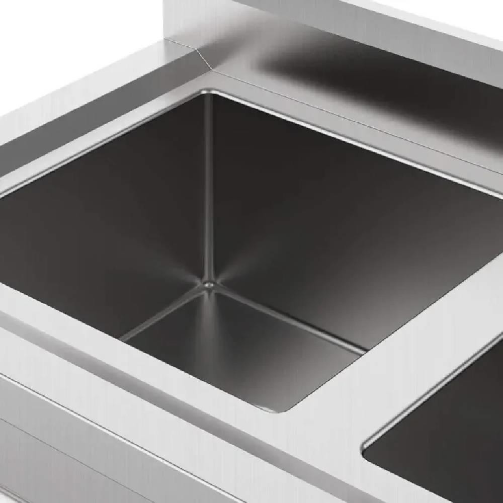 40″ H Commercial Sink Stainless Steel 2 Compartment Free Standing Sink Silver