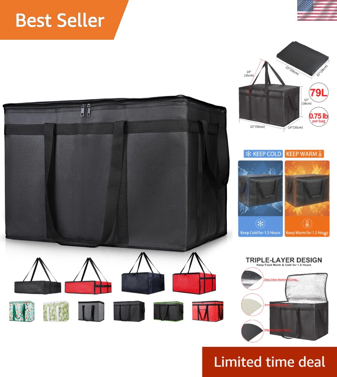 Multi-Purpose Insulated Tote Bag – Ideal Cooler for Food Transport & Shopping