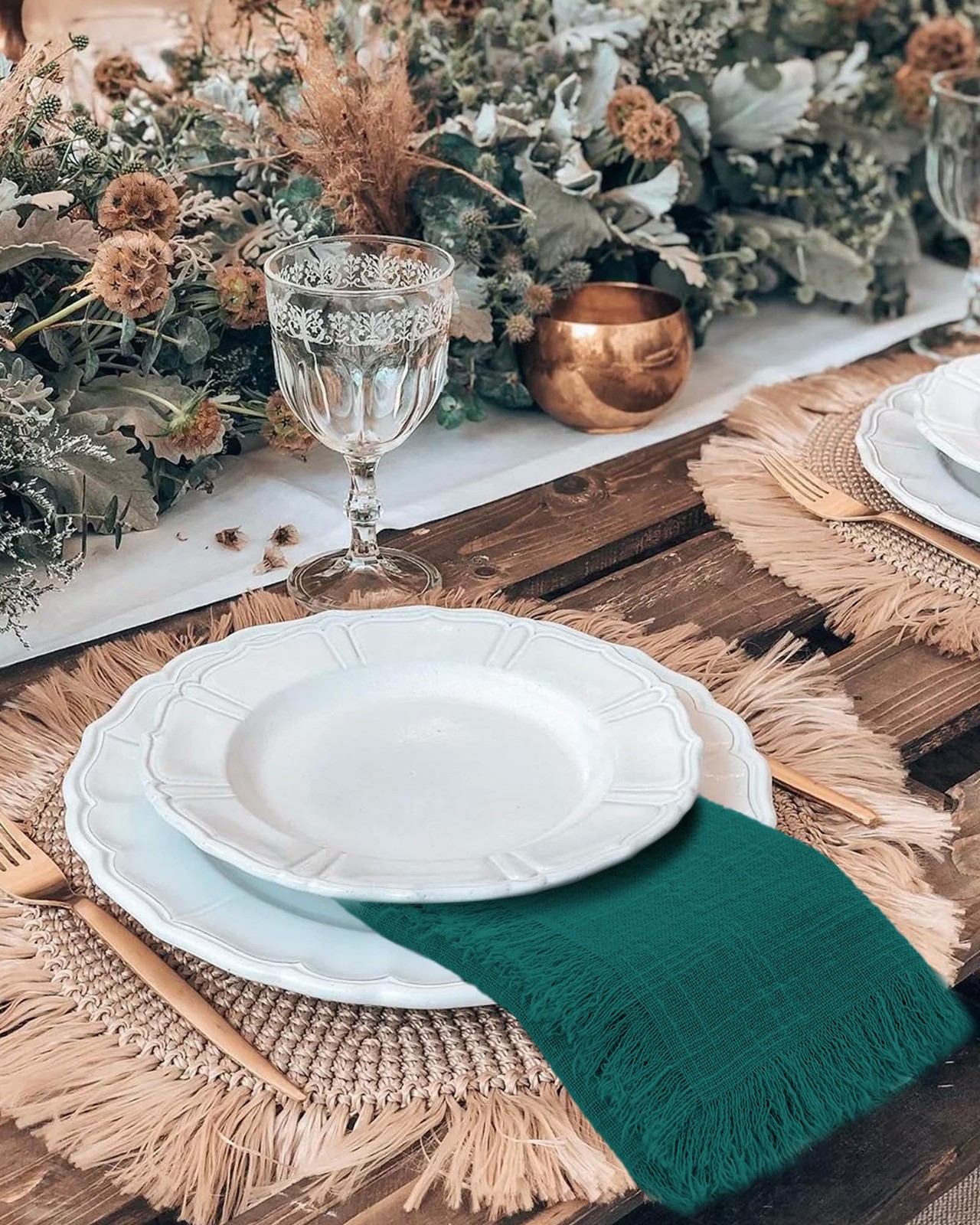 Abklesach 36 Pack Teal Cotton Linen Napkins 16 X 16 Inch Teal Napkins Cloth