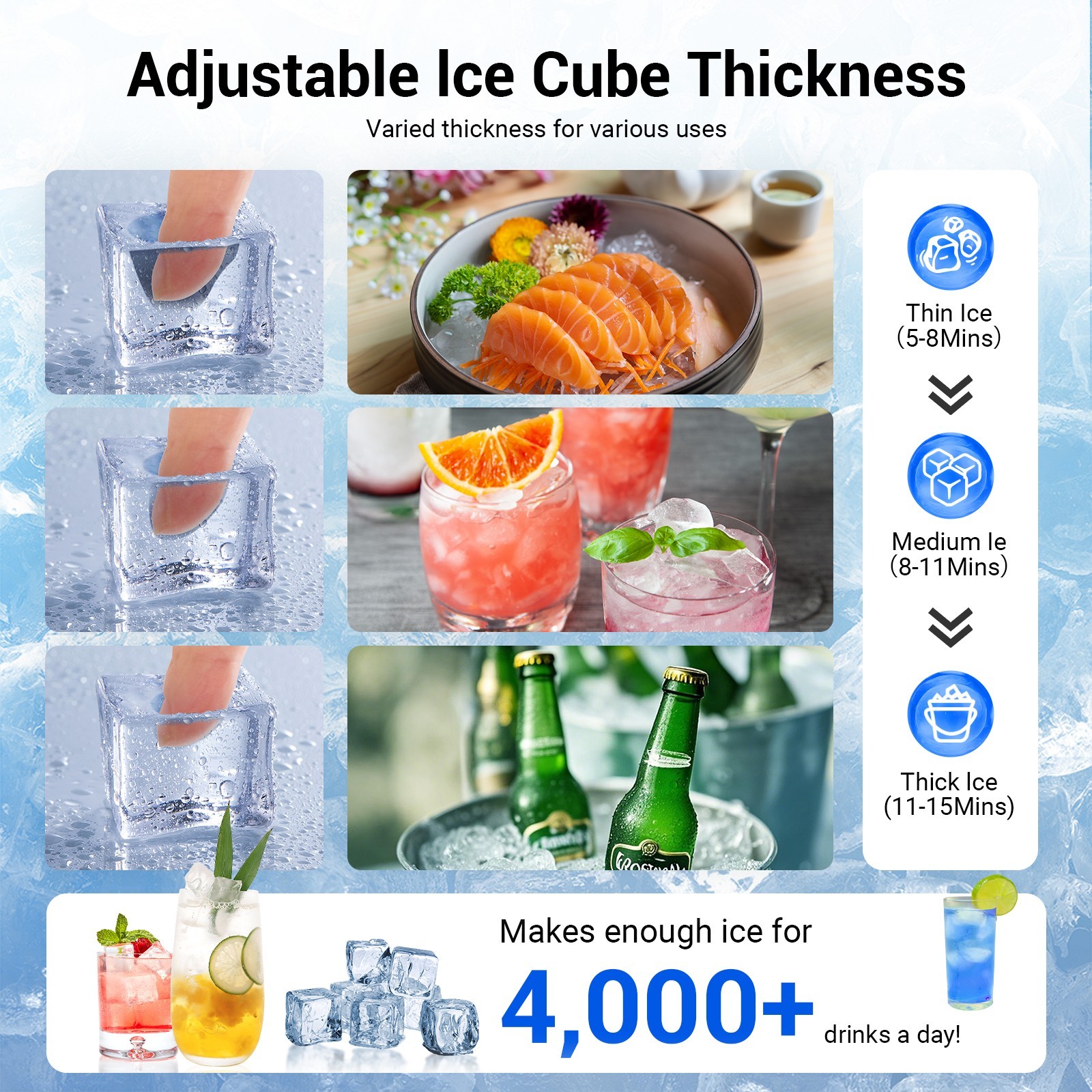 Commercial Ice Maker Machine 450LBS/24H Built-in Ice Maker with 120LBS Storage