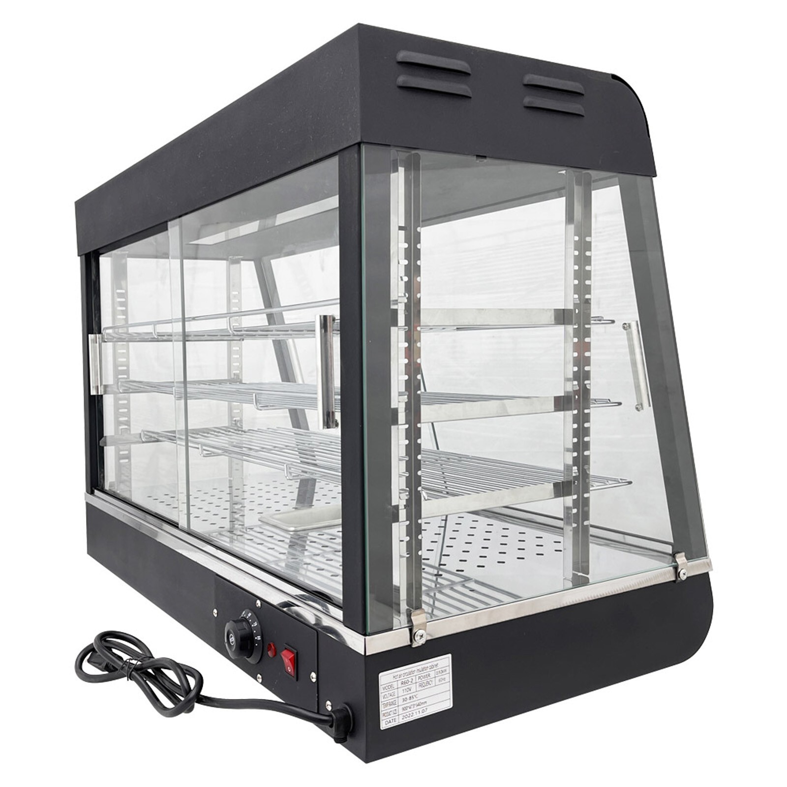 35in Food Display Heating Cabinet 3 Layer Egg Tart Heating Insulation Cabinet