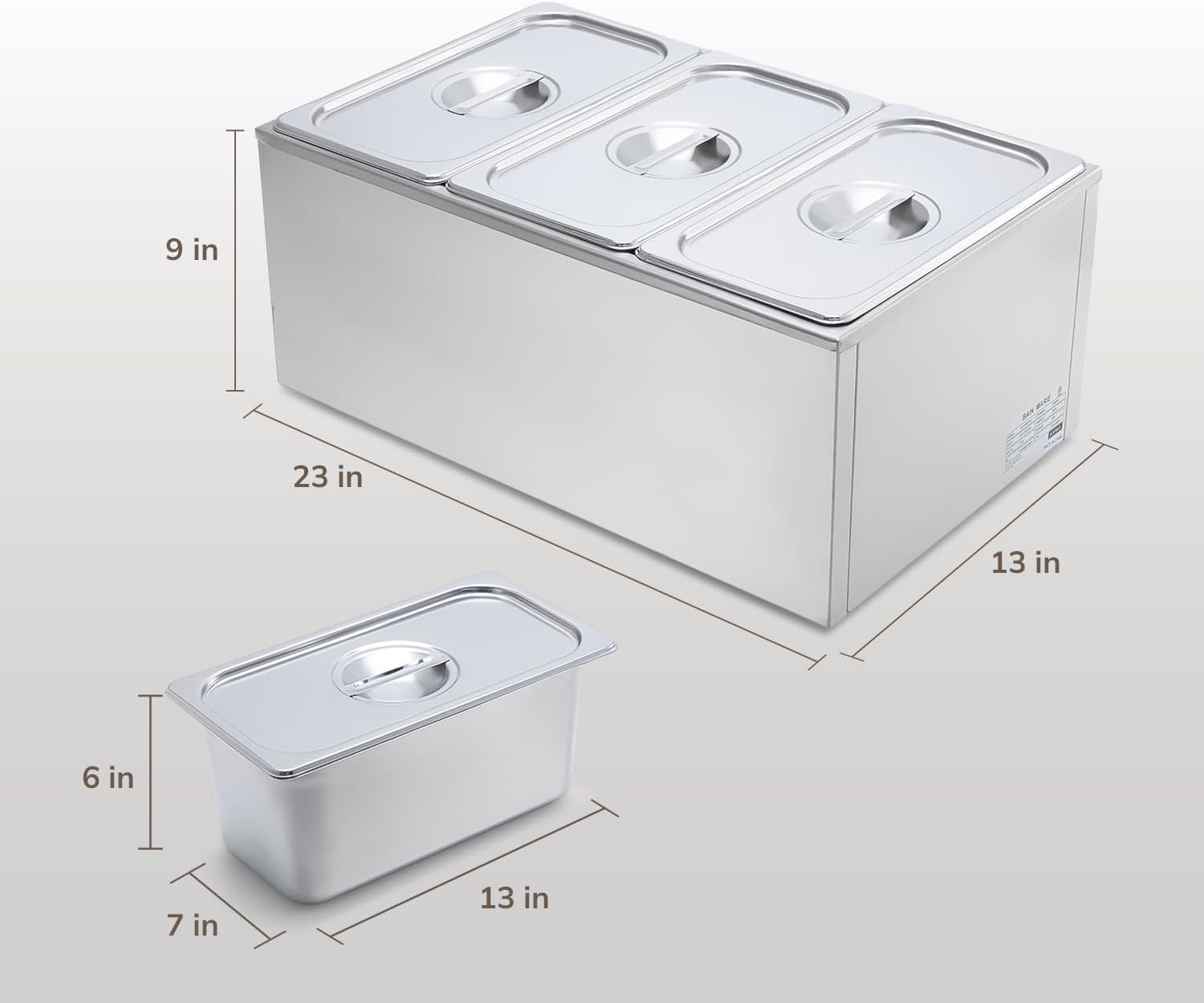 Warmer Commercial Grade Stainless Steel Bain Marie Easy to Clean Steam Table for