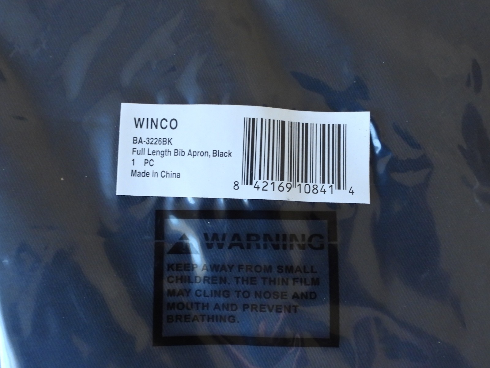 New NOS Winwear Professional Kitchen Bar Restaurant APRON Black Full Length Bib
