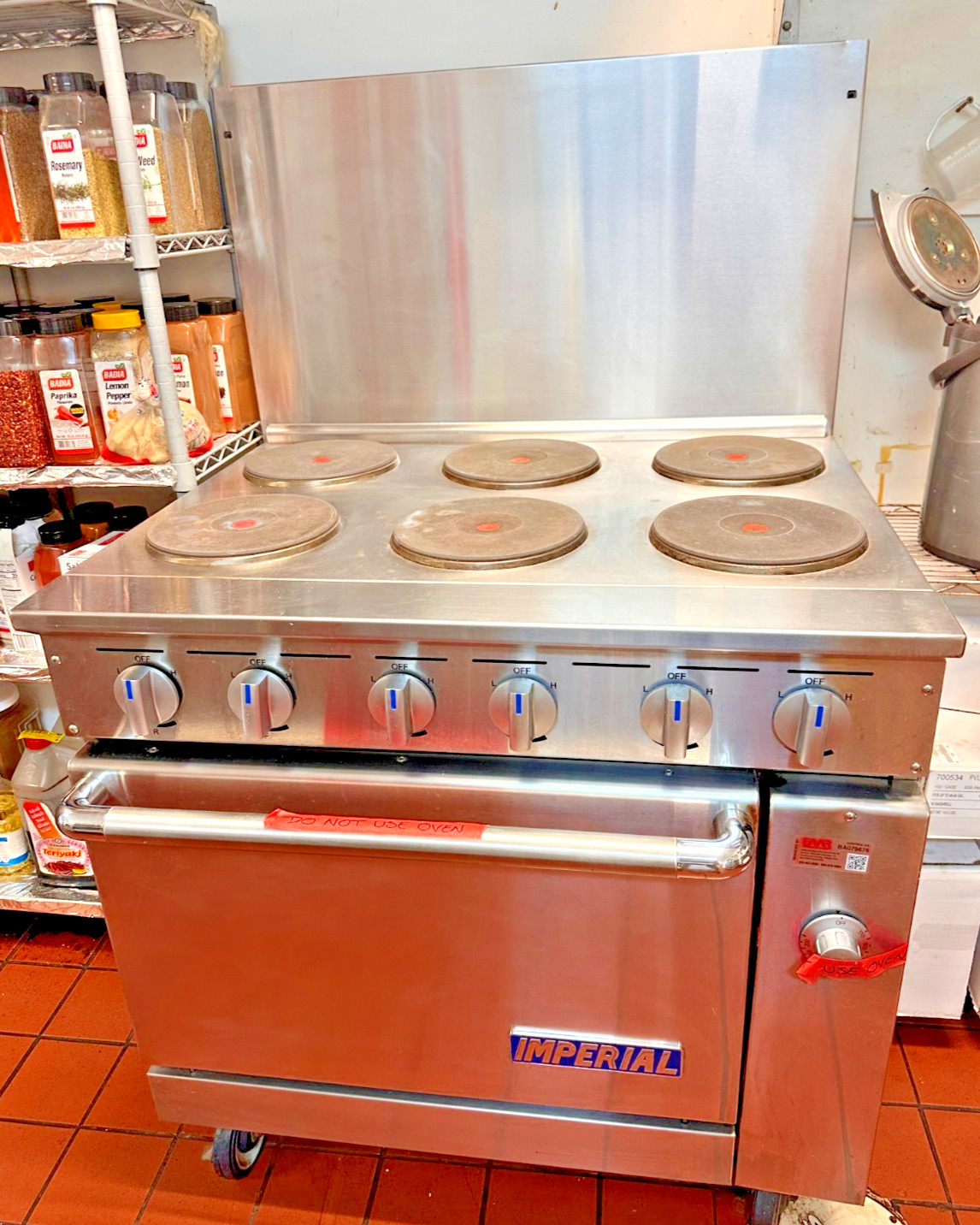 Imperial 36” Commercial Electric Range/Oven – 1 Year Old – $4,000