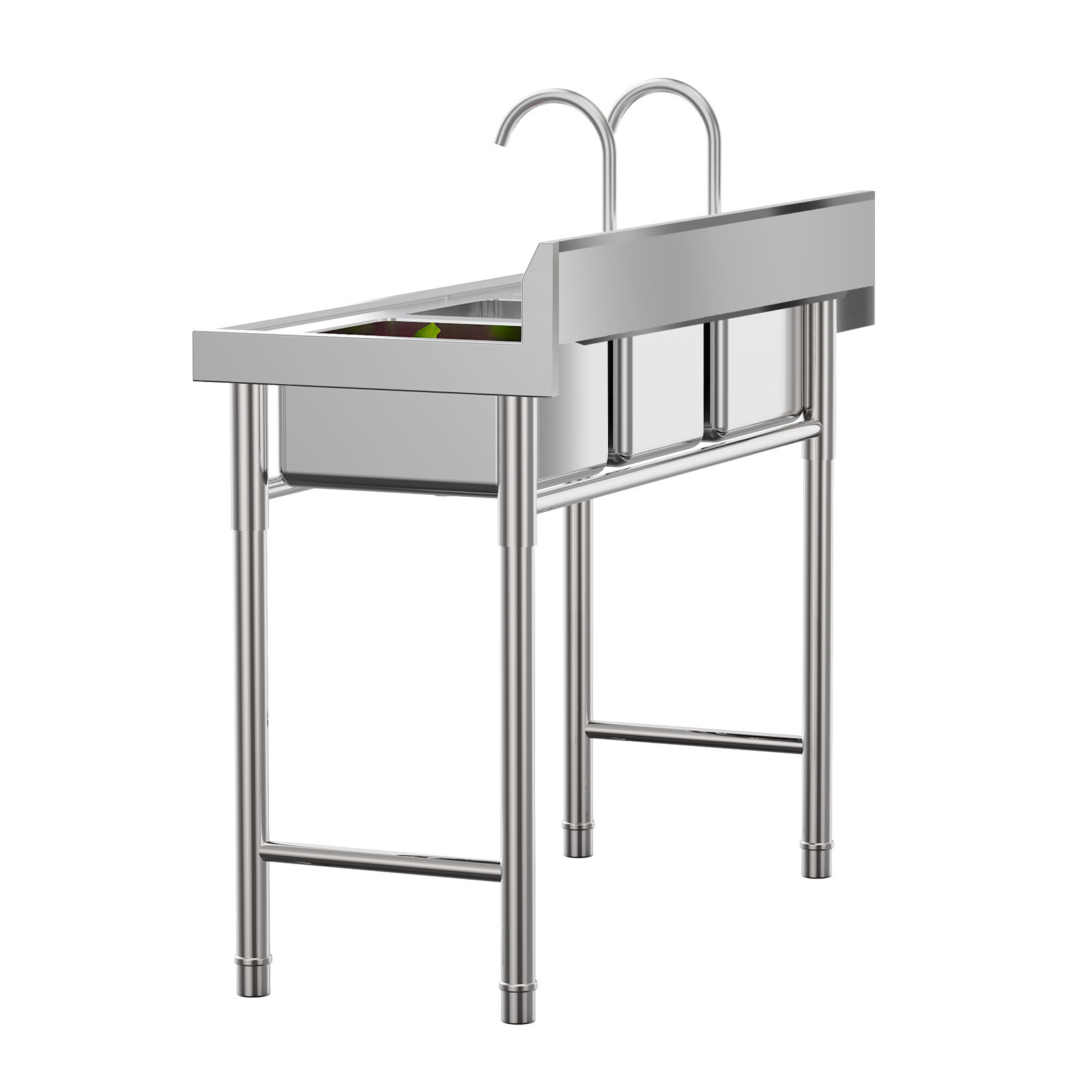 Commercial Sink Stainless Steel 3 Compartment Kitchen Utility Sink With Faucet