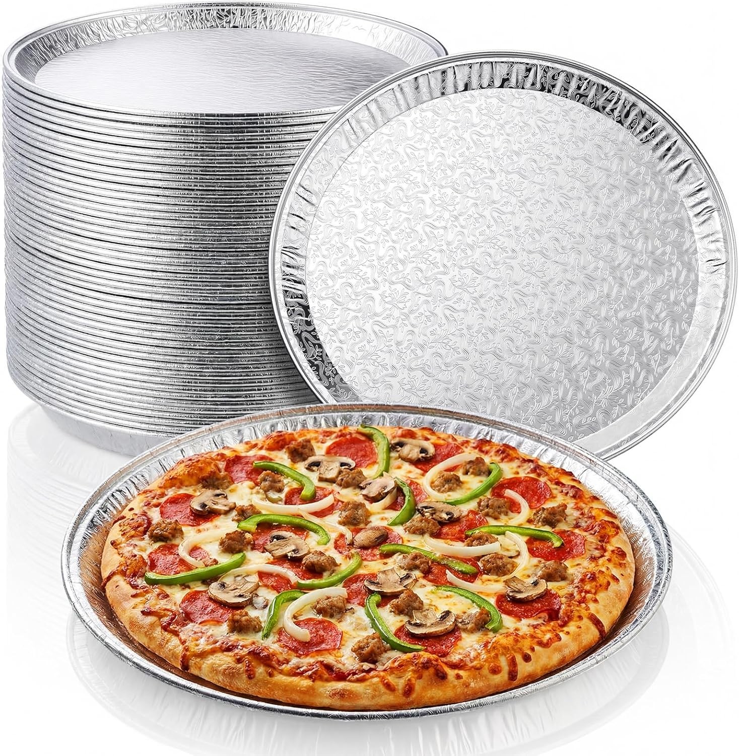 50 Pcs 12 Inch Disposable Pizza Pans Aluminum Pizza Pan Round Aluminum Foil