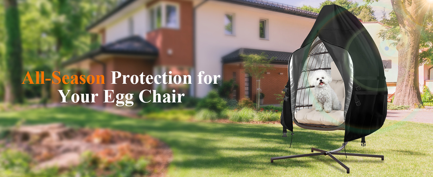 Egg Chair Cover Waterproof, 66×60 Inch Windproof Double Seat Wicker Swing