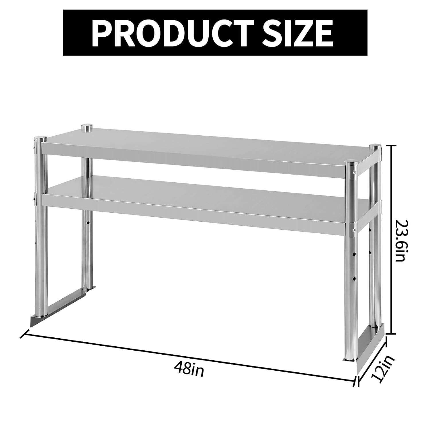 NEW Stainless Steel Double Overshelf 48»L x 12»W Commercial 2 Tier Overshelf