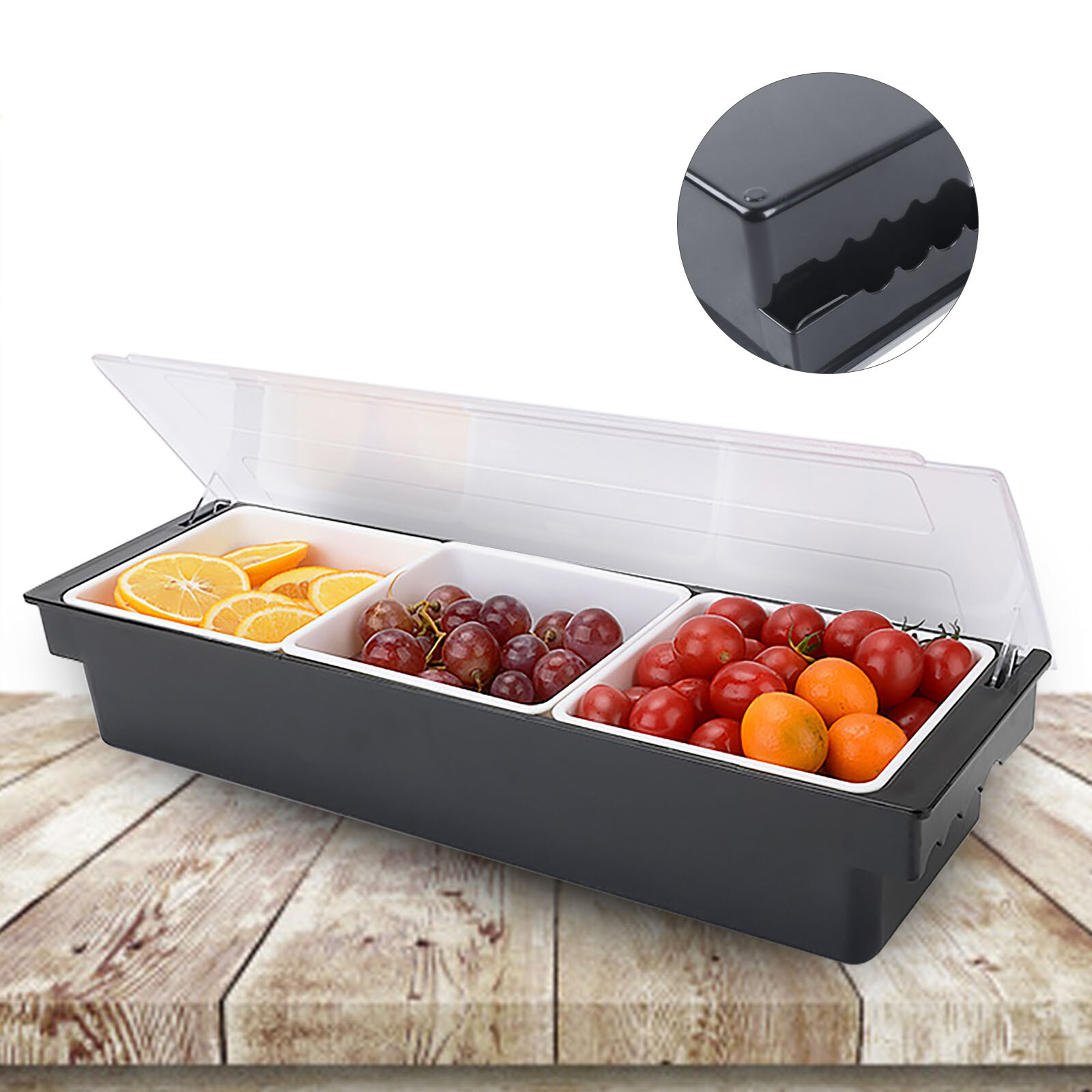 3/4/5 Compartments Condiment Dispenser Chilled Server Caddy Food Tray Salad Bar