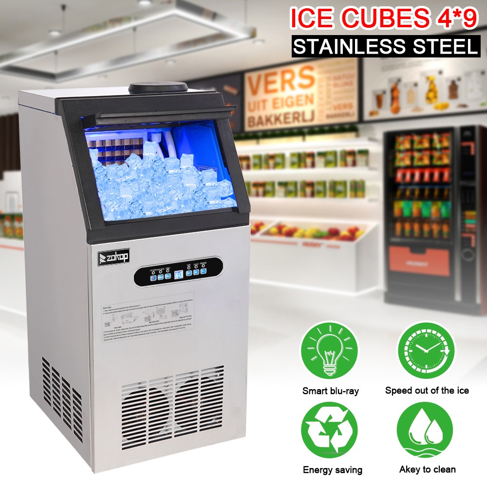 ZOKOP Built-in 110Lbs Commercial Stainless Steel Ice Maker Machine Ice Cube New