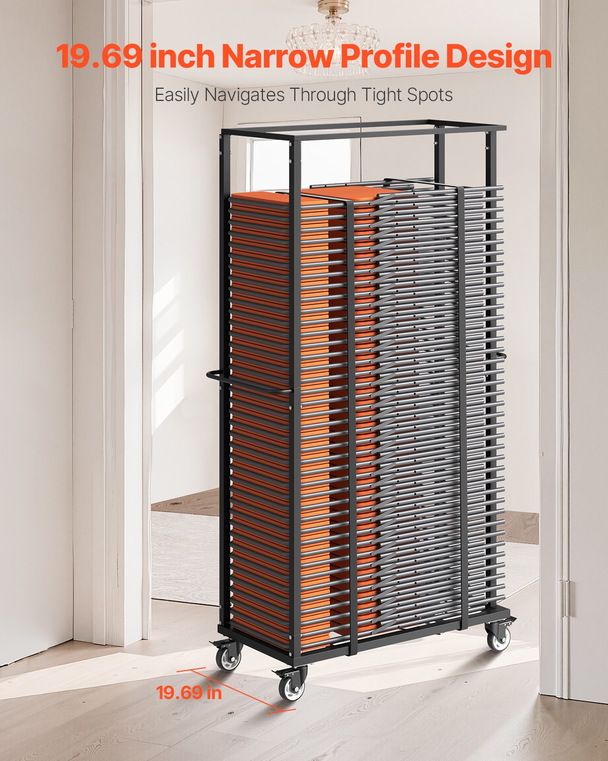 VEVOR Folding Chair Rack Cart for 60 Chairs of 500LBS Casters/Locking Wheels