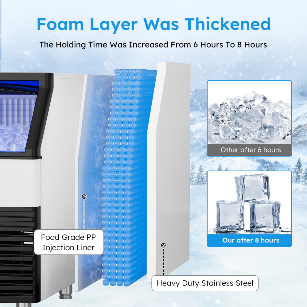 Commercial Ice Maker 320lbs/H Industrial Ice Cube Machine with 110lb Storage Bin