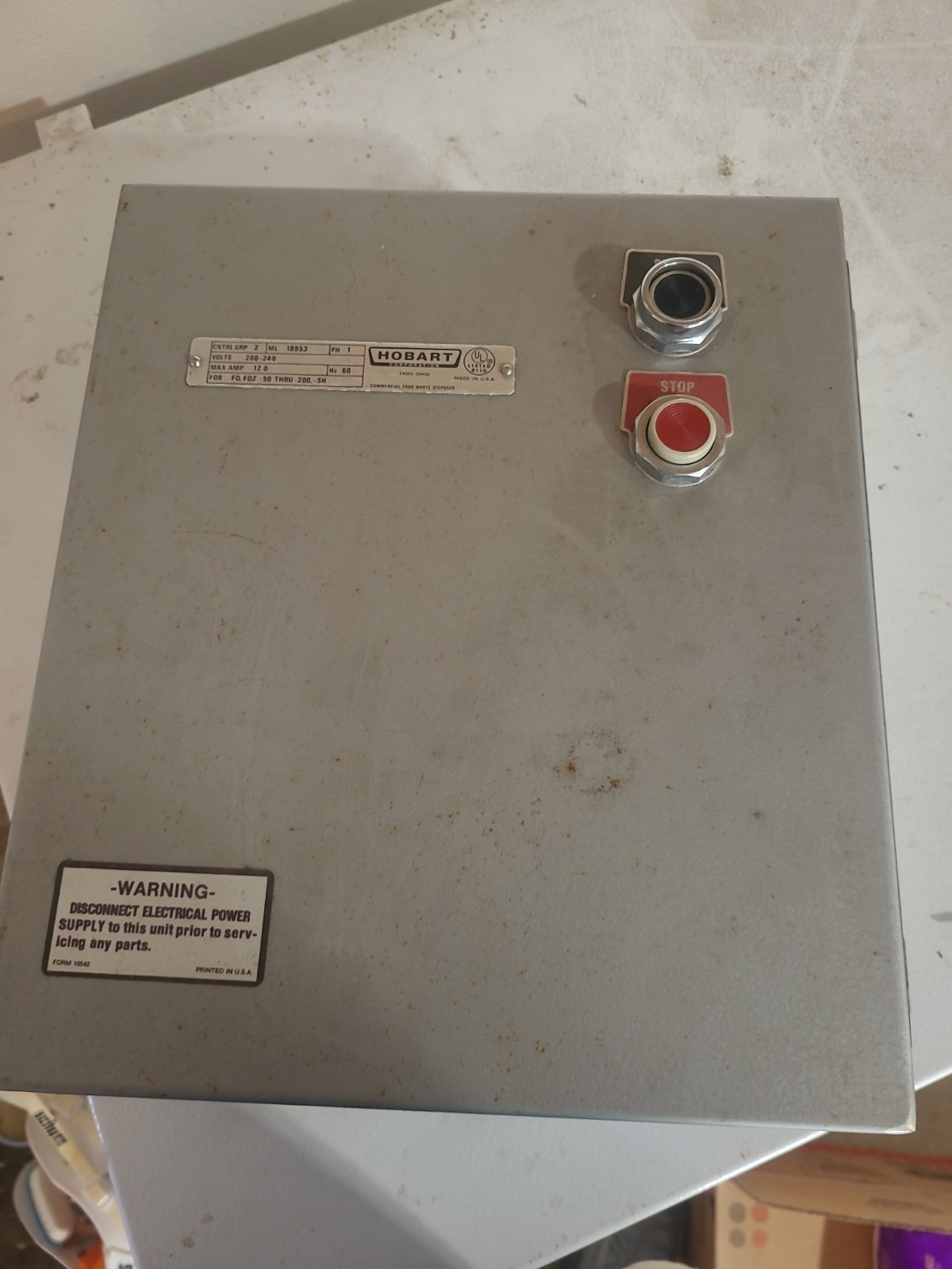 Hobart Control Group 2 ML18953 Phase 1 Volts 200-400 Control Box