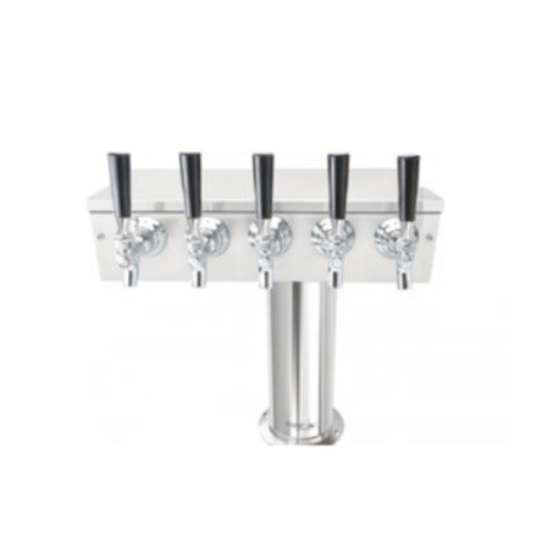 4″ T Draft Beer Tower 5 Tap Brushed Stainless Glycol Loop