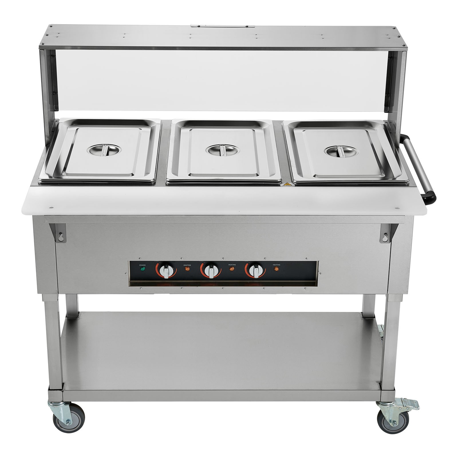 VEVOR 3-Pan Commercial Food Warmer 3 x 20.6QT Steam Table & Acrylic Sneeze Guard