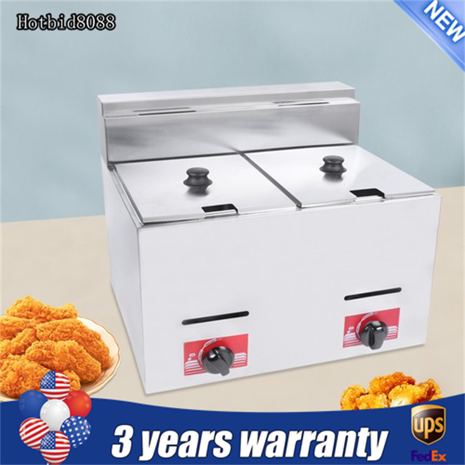 Countertop Gas Fryer w/ 2 Frying Baskets LPG Liquefied Gas Deep Fryer USA
